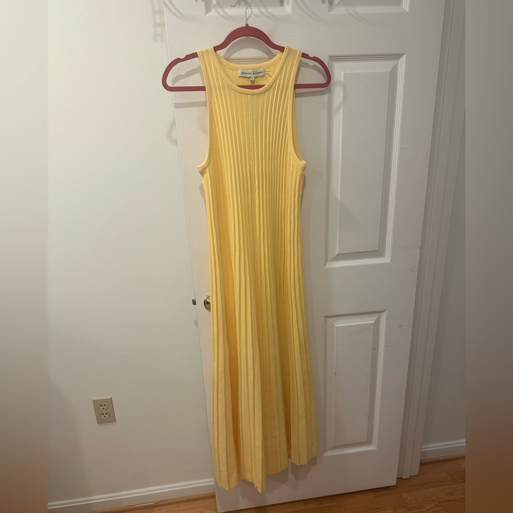 English Factory Yellow Ribbed Sleeveless Maxi Dress